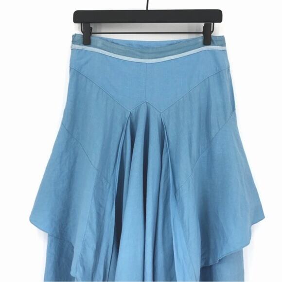 BALENCIAGA Linen Handkerchief High-Low Linen Skirt Light Blue 40 *Authentic - Picture 13 of 16